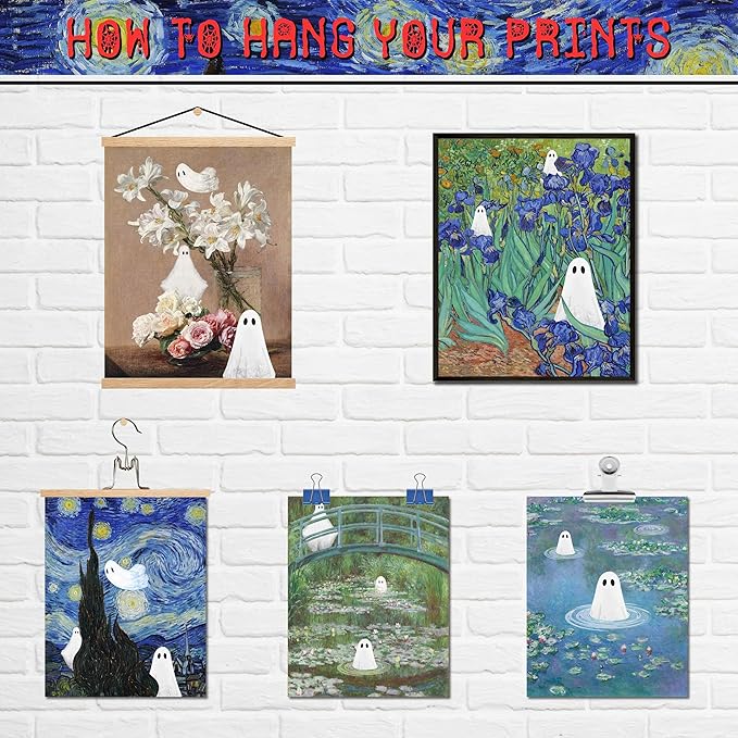 LANCHI95 Vintage Ghost Posters Halloween Wall Art Witch in The Forest Painting Prints Halloween Wall Decor for Living Room Bedroom 8x10 in - 9pcs (UNFRAMED)-Ruum Studio Home