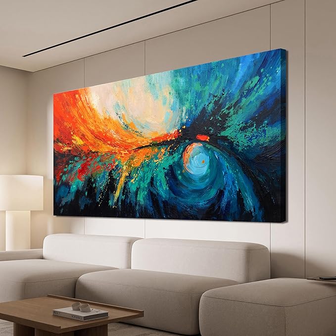 Canvas Wall Art Decor Large Wall Art Pictures For Living Room Blue Green Wall Art Decor Canvas Abstract Art Work Colorful Abstract Wall Art Decor Prints For Bedroom Office Kitchen Wall Decor 29" x 58"-Ruum Studio Home