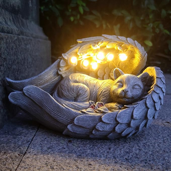 Solar Cat Garden Statues Outdoor Décor-Cat Figurines Solar LED Light Lawn Ornaments - Yard Decorations for Patio, Balcony, Backyard -Unique Birthday House Warming Gifts for Mom-Ruum Studio Home
