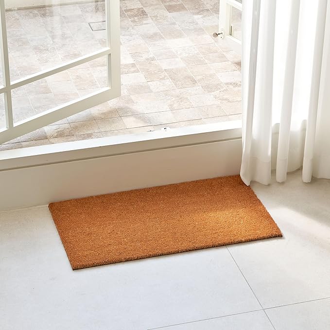 KANKUN Coco Coir Door Mat with Heavy Duty Backing, Welcome Doormat (17" x 30"), Doormat Entrance (Plain - Anti Shedding)-Ruum Studio Home