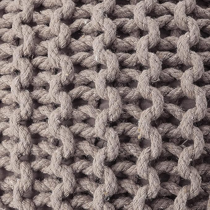 REDEARTH Round Pouf Foot Stool Bean Bag Ottoman - Hand Knitted Boho Pouffe - Home Decor Poof - Stuffed Foot Rest for Living Room - Nursery - Bedroom - Patio (19.5"x19.5"x14") - Taupe-Ruum Studio Home