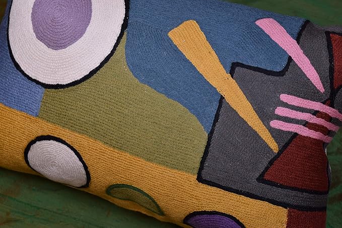 Lumbar Kandinsky Abstract Pillow Cover - Soul Modern Chair Pillowcase Abstract Couch Cushion Contemporary Pillowsham Farmhouse Sofa Handmade Wool Size 14x20-Ruum Studio Home