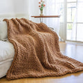 Chunky Knit Blanket - Luxury Soft Cozy Extra Large Size (80 * 90) Throw Blanket,100% Woven Blanket Rope Knot Throw Blanket for Couch, Sofa, Home Decor, Gift - Machine Washable（Brown）-Ruum Studio Home