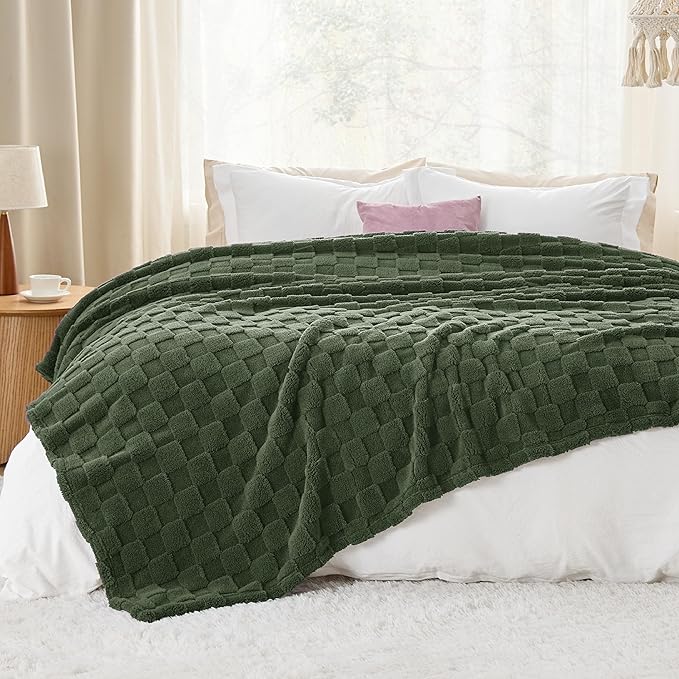 Bedsure GentleSoft Blankets Queen Size for Bed - Super Soft Cozy Blanket for Women Men Girls, Large Fuzzy Fleece Throw for Bedroom Decor, Bronze Green, 90x90 Inches-Ruum Studio Home