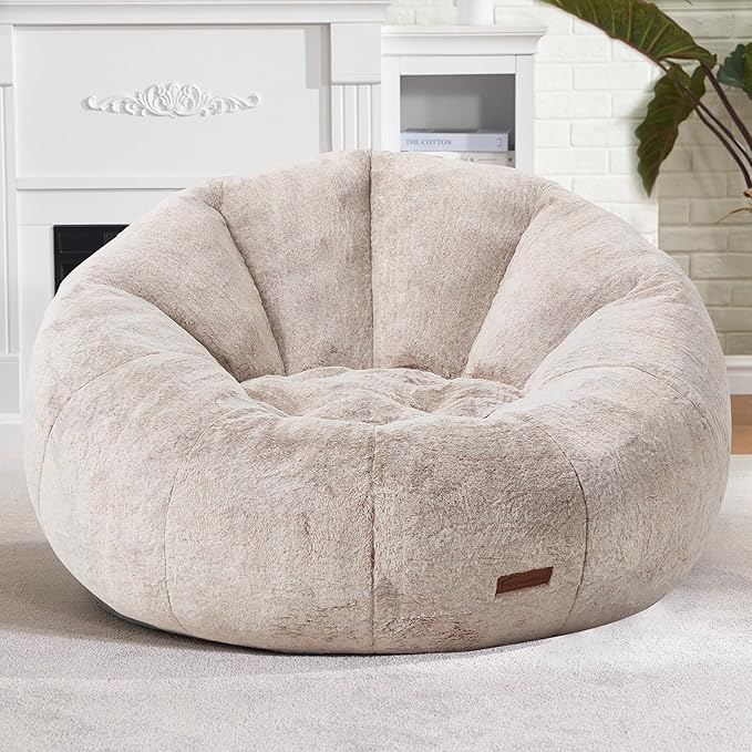 Hobestluk Bean Bag Chairs Large Bean Bag Couch for Adults Stuffed Sofa Chair Comfy Giant Bean Bag Chair with Spacious Design for Reading, Playing or Relaxing (Brown)-Ruum Studio Home