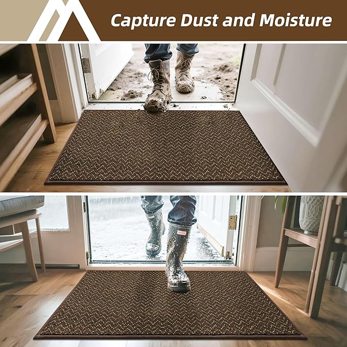 COSY HOMEER-Door-Mat 20" x 32" Non Slip Absorbent Entryway Rugs Dirt Trapper Doormats Washable Entrance Mats Low Pile Welcome Floor Mat for Front Back Door and Entry Mats,Brown-Ruum Studio Home