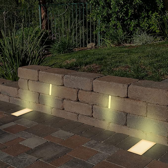 LUMENGY Paver Light Slim 0.5x4 Inch Glare-Free Steel Brick Lighting for Pavers, Walls, Driveway & Pathway Borders 2700K Warm White, Waterproof, Drive-Over Rated - 12V AC/DC-Ruum Studio Home
