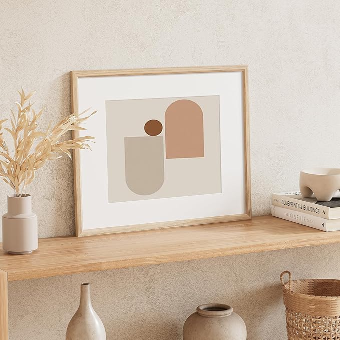 16x20 Picture Frame Natural Solid Oak Photo Frames with 11x14 Removable Mat Wall Hanging Large Handcrafted Frame with HD Plexiglass Wall and Tabletop Display Large Poster Frame-Ruum Studio Home