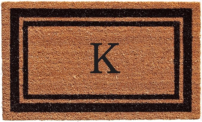 Calloway Mills 152963672 Black Border 36" x 72" Monogram Doormat Letter (K)-Ruum Studio Home
