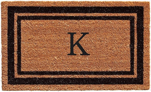 Calloway Mills 152963672 Black Border 36" x 72" Monogram Doormat Letter (K)-Ruum Studio Home