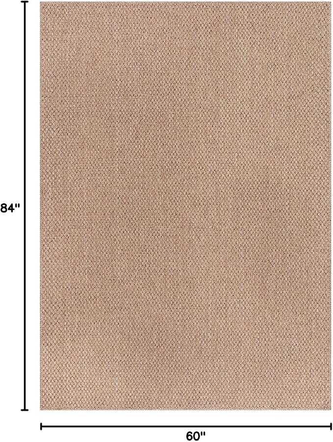 CAMILSON Easy Jute Rug 5x7, Indoor Outdoor Natural Color Farmhouse Area Rugs for Living Room Patio and Kitchen Rug, Solid Boho Woven Design, Easy-Cleaning, Washable Outside Carpet Alfombras (5 x 7)-Ruum Studio Home
