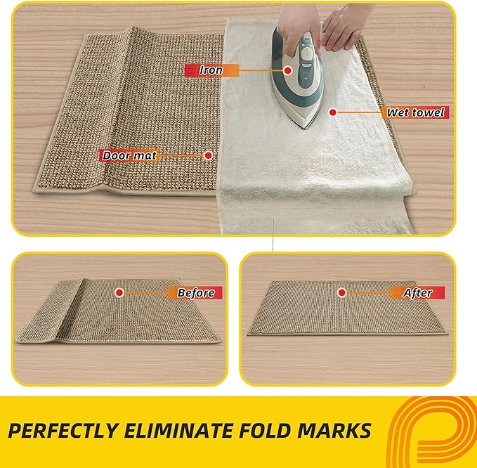 JSEI Dirt Trapper Door Mat 20"x32" Non-Slip Washable Entrance Mat, Dog Doormats, Absorbent & Fade-Resistant Floor Mats, Low Profile Welcome Mats for Entryway, Front Door, and Inside Entrance, Beige-Ruum Studio Home