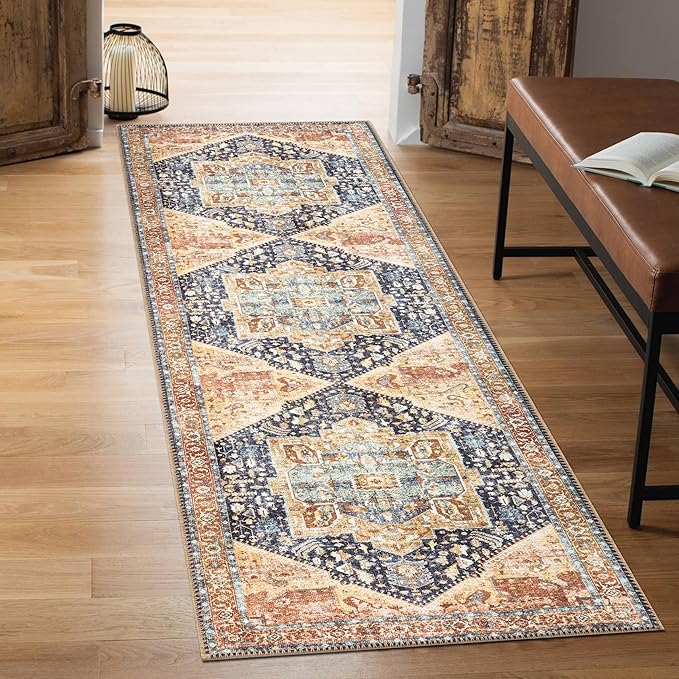 Keen Home Design 2x7 Rug - Machine Washable Runner Rug with Non-Slip Backing, Ideal for Hallway, Entryway, Kitchen, Laundry Room - Vintage, Easy Clean, Durable, Low Pile Rug - (2'6" x 7')-Ruum Studio Home