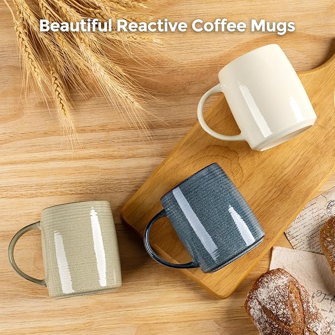 GBHOME Large Coffee Mugs Set of 4, 18oz Handmade Ceramic Coffee Mugs Set with Gradient color for Latte/Tea/Beer/Hot Cocoa, Dishwasher & Microwave Safe, Multi-Color-Ruum Studio Home