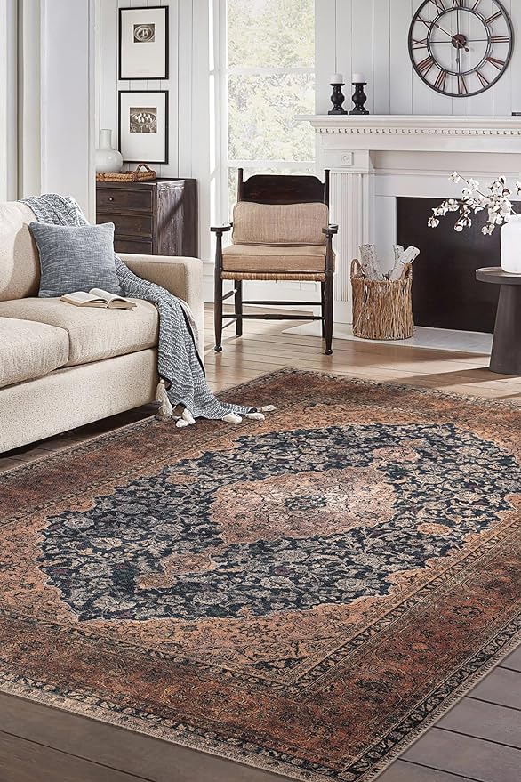 Keen Home Design 6x9 Rug - Machine Washable Area Rug with Non-Slip Backing, Ideal for Living Room, Dining Room, Bedroom - Vintage, Easy Clean, Durable, Low Pile Rug - (6' x 9')-Ruum Studio Home