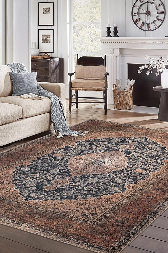 Keen Home Design 9x12 Rug - Machine Washable Area Rug with Non-Slip Backing, Ideal for Living Room, Dining Room, Bedroom - Vintage, Easy Clean, Durable, Low Pile Rug - (9' x 12')-Ruum Studio Home