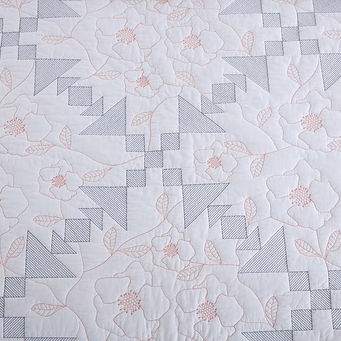 MarCielo 3-Piece 100% Cotton Oversized Bedspread Lightweight Quilt Coverlet Embroidery Farmhouse Bedding Set (TC Colorful White, Oversized Queen (100"x106"))-Ruum Studio Home