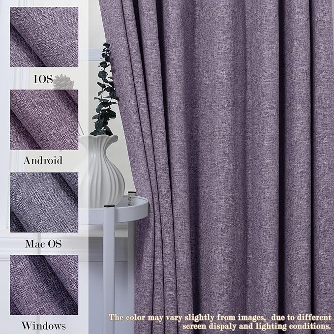Room Divider Curtains Screen Partitions, Linen Look 100% Blackout Drapery 84 Inches Long, 120" Wide Pinch Pleated Window Drapes, Privacy Protecting, Light Blocking, (1 PC, Violet)-Ruum Studio Home