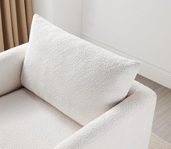 Oversized Accent Chair Modern Boucle Armchair for Living Room Sets of 2, 37" Wide & Cozy Reading Chair with Solid Wood Legs, White Upholstered Lounge for Bedroom & Office, (Easy Assembly)-Ruum Studio Home