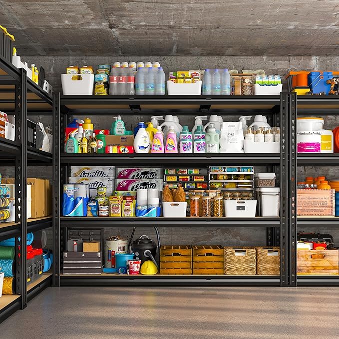 REIBII 48" W Garage Shelving Heavy Duty, 2000LBS Storage Shelves, 4 Tier Adjustable Metal Shelves for Garage Shelving Sturdy Industrial Shelf, Easy Assemble, 48" W x 60" H x 18" D-Ruum Studio Home