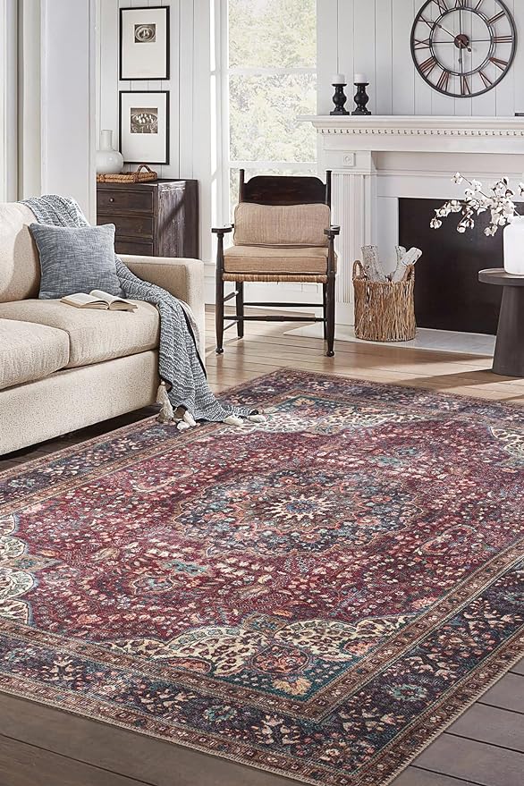 Keen Home Design 4x6 Rug - Machine Washable Area Rug with Non-Slip Backing, Ideal for Living Room, Dining Room, Bedroom - Vintage, Easy Clean, Durable, Low Pile Rug - (4' x 6')-Ruum Studio Home