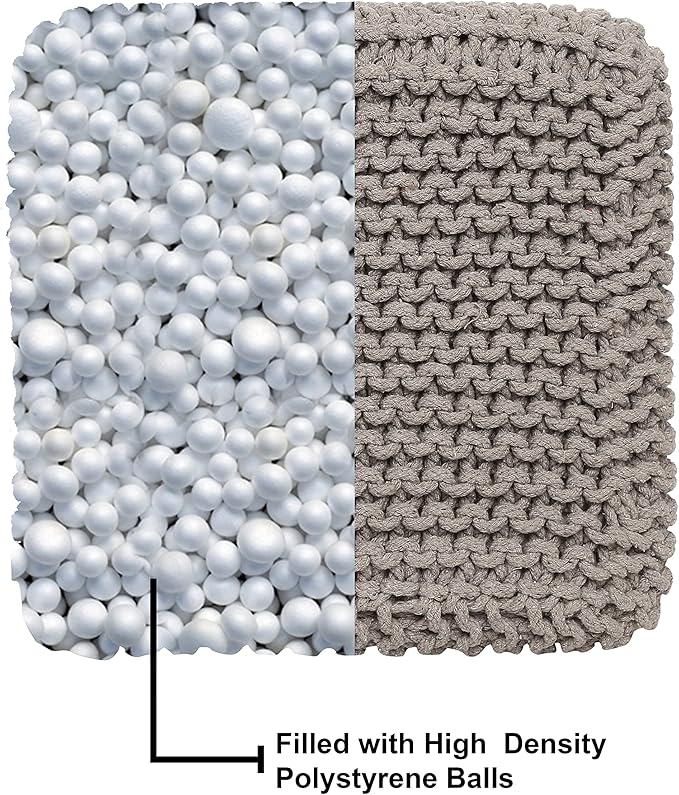 REDEARTH Cube Hand Knitted Pouf - Foot Stool Ottoman - Cord Boho Pouffe - Poof Accent Stuffed Table or Footrest for Living Room - Nursery - Bedroom - Patio - 100% Cotton (16" x 16" x 16") - Taupe-Ruum Studio Home