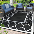 GENIMO 5' x 8' Outdoor Rug Waterproof for Patio Decor, Foldable Reversible Plastic Straw Area Rugs Mat for Camper, Outside Carpet for Rv, Deck, Porch, Picnic, Beach, Balcony, Black & White-Ruum Studio Home