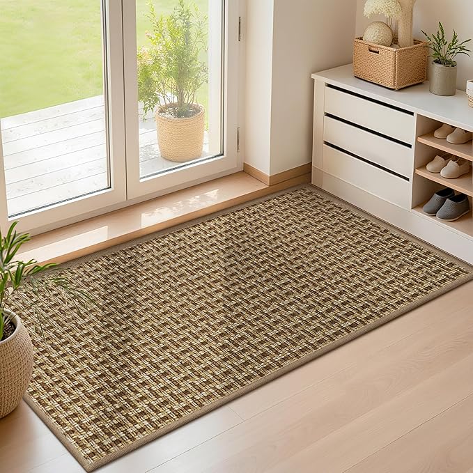 LEKEEPGO Door Mat Indoor Entrance 24"x47", Absorbent Indoor Door Mat Large, Non Slip Rubber Backing Inside Door Mats, Washable Floor Mat, Low-Profile Doormat for Front Door, Entryway, Entrance, Brown-Ruum Studio Home