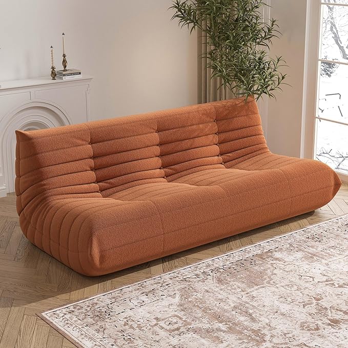 Bean Bag Chair, Oversized Fireside Chair Bean Bag Sofa Large Bean Bag Chair for Adults, 3 Seater Bean Bag Chairs for Teens with High Density Comfortable Foam, Bean Bag for Living Room, Bedroom(Orange)-Ruum Studio Home