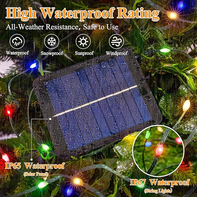 2 Pack Solar String Lights Total 240LED 80FT, IP67 Waterproof Solar Lights for Outside with 8 Modes, Upgraded Solar Panel Fairy Lights for Garden Party Wedding Decorations (Multicolor) …-Ruum Studio Home