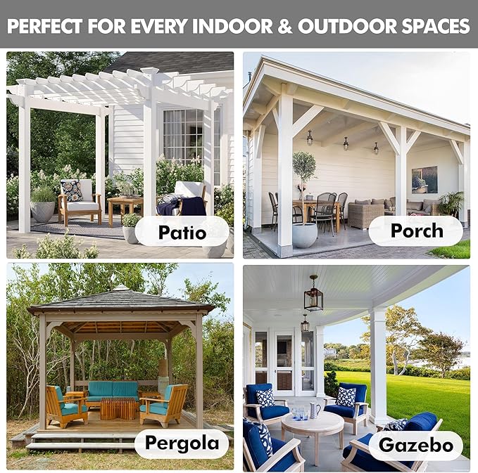 HolidayIdeas 4 Panels Linen Outdoor Curtains for Patio Waterproof Curtains 84 Inch Length-Outside Wide Curtains Weatherproof, Privacy for Pergola, Porch, Gazebo-110 Wide x 84" Long Light Grey-Ruum Studio Home