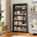 5 Tier Adjustable Black Bookcase, Metal Small Bookshelves and Bookcases, 61" H Display Modern Bookshelf for Living Rooms, Bedrooms, Home Offices, 10 Minutes Assemble-Ruum Studio Home