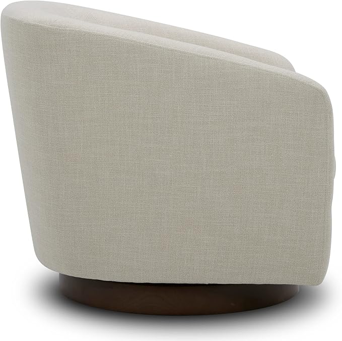 CHITA Swivel Accent Chair, FSC Certified Upholstered Fabric Barrel Chair for Living Room, Fully Assembled, Linen-Ruum Studio Home