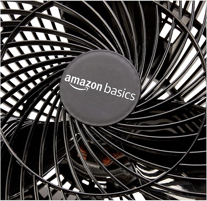 Amazon Basics Air Circulator Fan, Desk Fan for Bedroom, Home and Office, With 90-Degree Tilt Head, 3 Speed Settings, Lightweight (4.2 LBS), 70 Watts, Black, 14.8"Wx7.6"Dx14.1"H-Ruum Studio Home
