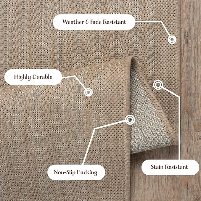 Adiva Rugs Outdoor Indoor Area Rug, Weather Resistant, Easy to Clean, Stain Resistant Floor Mat for Dining Room, Backyard, Deck, Patio (Natural Beige, 2' x 3')-Ruum Studio Home