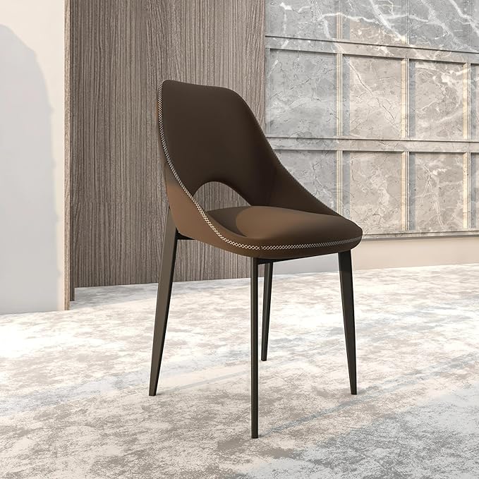 LeisureMod Amalfi Upholstered Fabric Dining Chair – Modern Side Chair with Iron Legs, Mid-Century Accent Chair for Dining Room or Kitchen-Ruum Studio Home