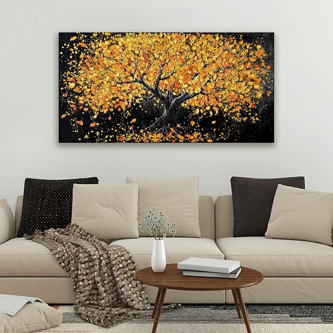 Canvas Wall Art Decor Artwork for Walls Black and Gold Wall Art Decor Tree of Life Wall Art Pictures for Living Room Tree Wall Art Modern Wall Art Prints Art Work for Home Office Wall Decor 20" X 40"-Ruum Studio Home