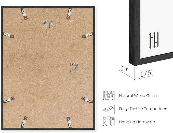 HAUS AND HUES Picture Frames for Wall - Set of 5 black photo frames, Photo Frame Collage, Bulk Picture Frames, Assorted Picture Frames, Picture Frames Bulk (Two 8x10, Three 12x16 Black)-Ruum Studio Home
