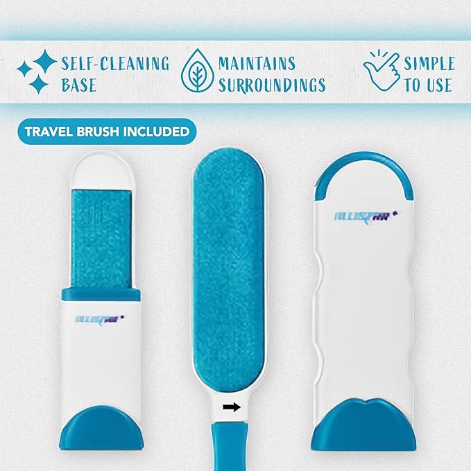Lint Brush and Pet Hair Remover for Laundry, Clothes, Couches, Car Seats, Furniture and Fabric. Reusable Dog and Cat Fur Wizard Hair Removal Brush. ALLISTAR (Sky Blue)-Ruum Studio Home
