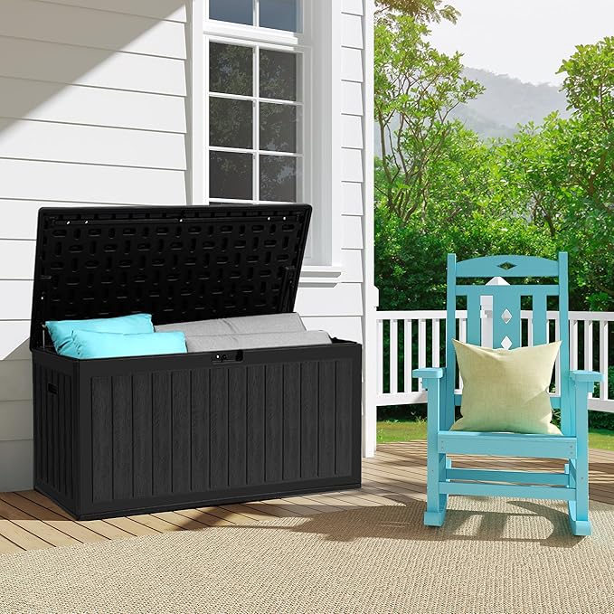YITAHOME 90 Gallon Double-Wall Deck Box with Side Handles, Outdoor Large Storage for Patio Furniture Cushions, Garden Pool Accessories, Water Resistant & Lockable-Ruum Studio Home