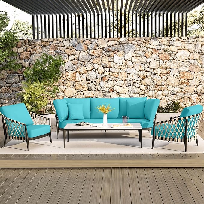 hyha Waterproof Couch Cushion Covers, Stretch Sofa Couch Seat Slipcover for Dog Washable, Non-Slip Waterproof Outdoor Cushion Covers for Patio Furniture Replacement (1 Piece for Medium, Peacock Blue)-Ruum Studio Home