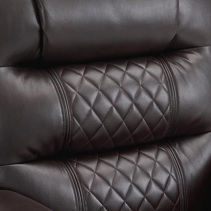 MCombo Zero Gravity Power Recliner Chair with Heat and Vibration Massage, Reclining Chair with USB Ports, Cup Holders for Living Room, Faux Leather PR621 (Brown)-Ruum Studio Home