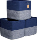 NaturalCozy 13x15x13 Kallax Storage Cubes Bins, 3 Pack | Cotton Rope Cube Storage Bin Woven Baskets for Organizing | Kallax Insert Storage Baskets for Shelves Organizer, Kids Toy, Closet Baby Nursery-Ruum Studio Home
