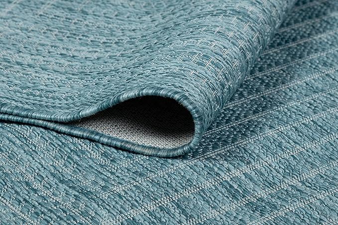 Adiva Rugs Outdoor Indoor Area Rug, Weather Resistant, Easy to Clean, Stain Resistant Floor Mat for Dining Room, Backyard, Deck, Patio (Aqua Weiss, 10' x 14')-Ruum Studio Home