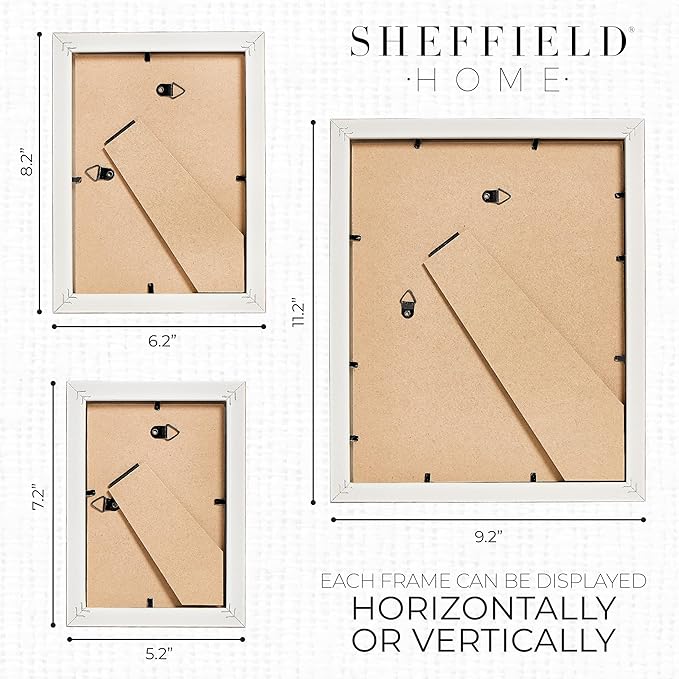 Sheffield Home 4 Piece Gallery Wall Frame Set, 8x10 Inch, 5x7 Inch, and 4x6 Inch, Light Natural-Ruum Studio Home