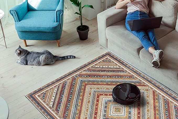 Keen Home Design 4x6 Rug - Machine Washable Area Rug with Non-Slip Backing, Ideal for Living Room, Dining Room, Bedroom - Vintage, Easy Clean, Durable, Low Pile Rug - (4' x 6')-Ruum Studio Home