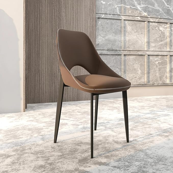 LeisureMod Amalfi Upholstered Fabric Dining Chair – Modern Side Chair with Iron Legs, Mid-Century Accent Chair for Dining Room or Kitchen-Ruum Studio Home