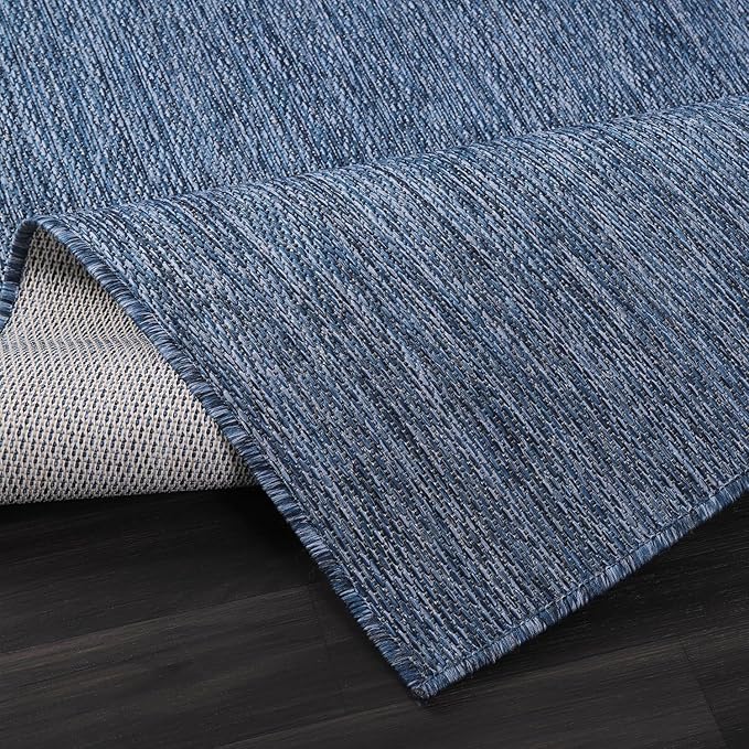 Washable Indoor Outdoor Rug 6x9 Weather Resistant Area Rugs Modern Solid for Porch Deck Balcony Backyard Patio Outside Carpet (6 X 9 Azure Blue)-Ruum Studio Home
