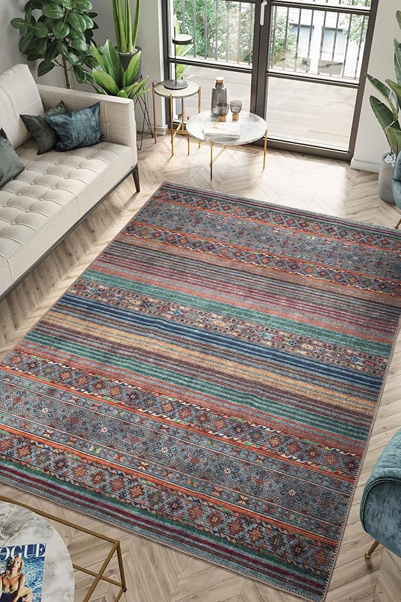 Keen Home Design 10x14 Rug - Machine Washable Area Rug with Non-Slip Backing, Ideal for Living Room, Dining Room, Bedroom - Vintage, Easy Clean, Durable, Low Pile Rug - (9'7" x 14')-Ruum Studio Home