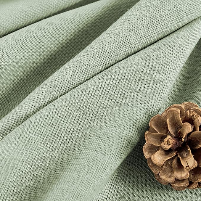 Joydeco Linen Curtains for Living Room,Light Filtering Rod Pocket Back Tab Semi Sheer Drapes Window Long Curtains 63 inches Long Sage Green-Ruum Studio Home